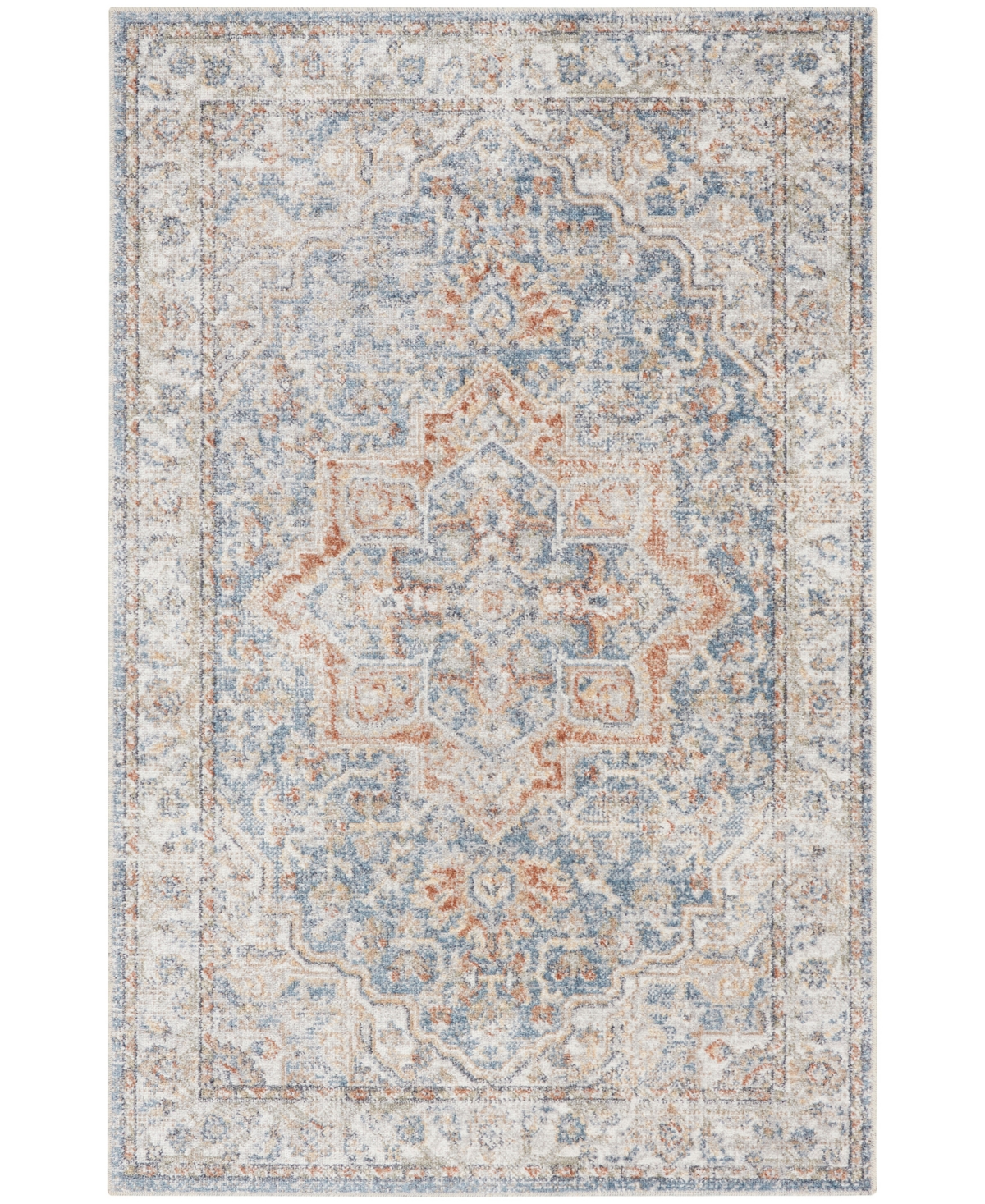 Nourison Astra Machine Washable Asw12 4' X 6' Area Rug In Denim