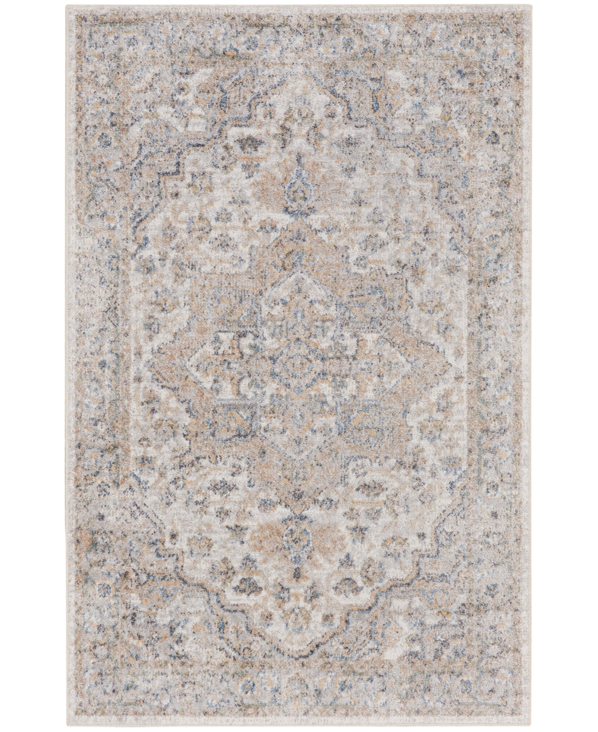 Nourison Astra Machine Washable Asw12 4' X 6' Area Rug In Silver