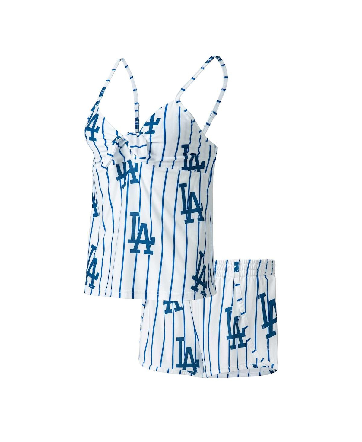 Shop Concepts Sport Women's  White Los Angeles Dodgers Reel Allover Print Tank Top And Shorts Sleep Set