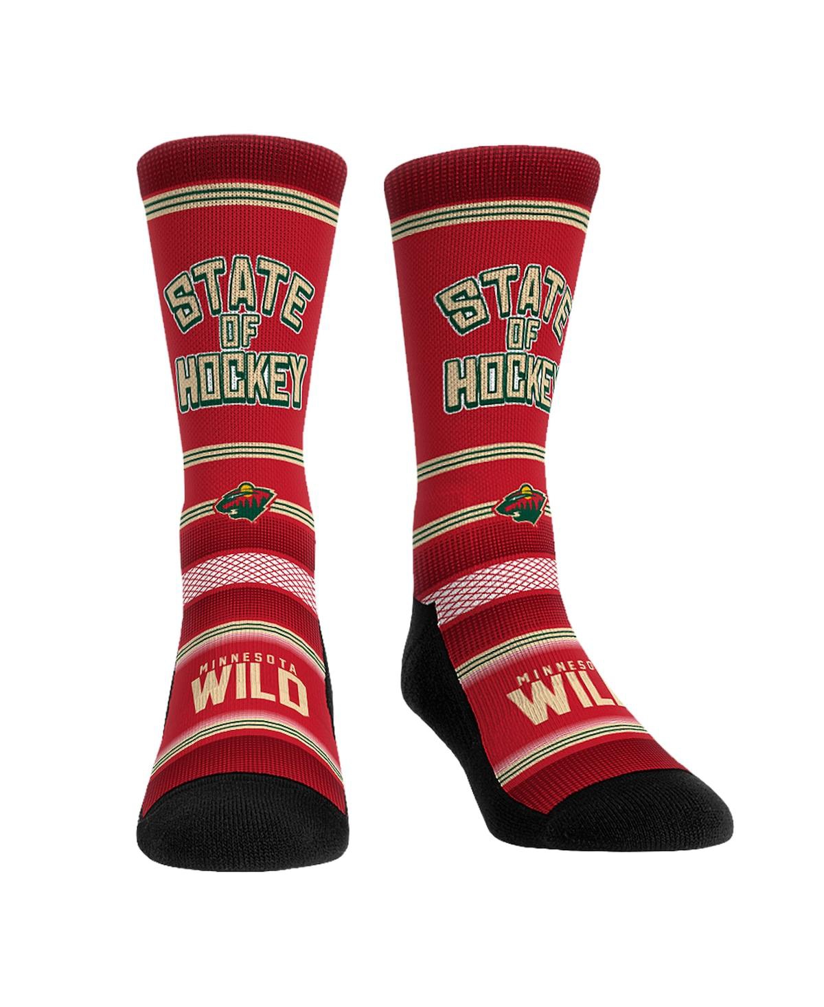 Rock 'em Men's And Women's  Socks Minnesota Wild Team Slogan Crew Socks In Red