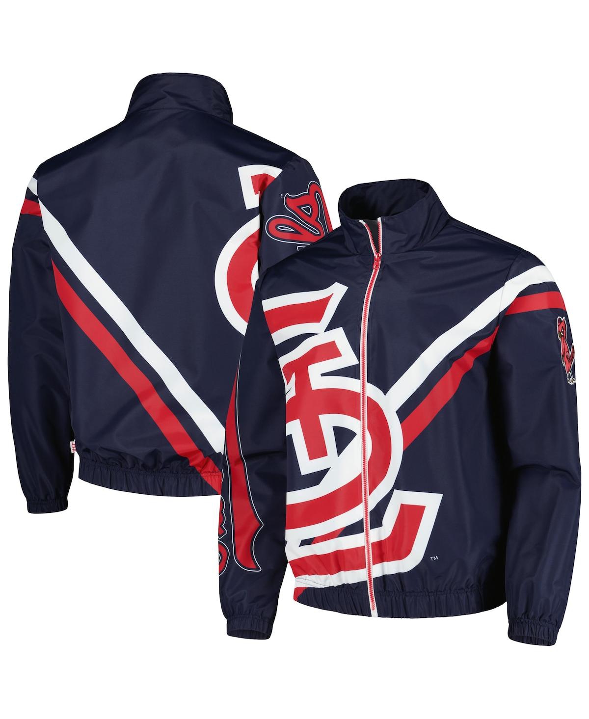 Men's Mitchell & Ness Navy St. Louis Cardinals Exploded Logo Warm Up Full-Zip Jacket - Navy