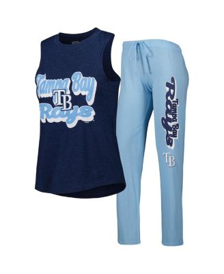 Women's Light Blue, Navy Tampa Bay Rays Wordmark Meter Muscle Tank Top and Pants Sleep Set