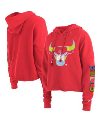 Women's Red Chicago Bulls Color Pack Cropped Top Pullover Hoodie