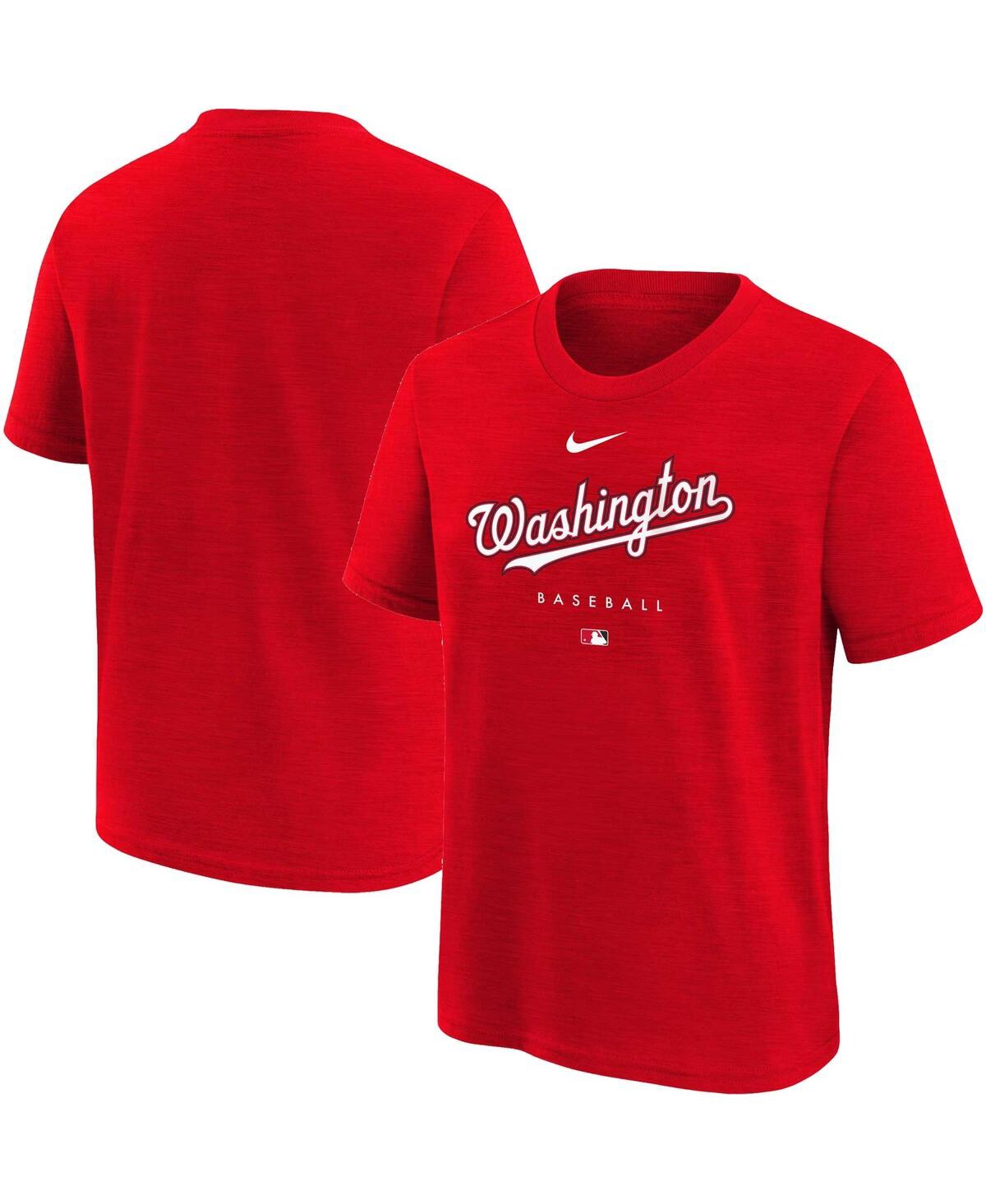 Shop Nike Big Boys And Girls  Red Washington Nationals Authentic Collection Early Work Tri-blend T-shirt