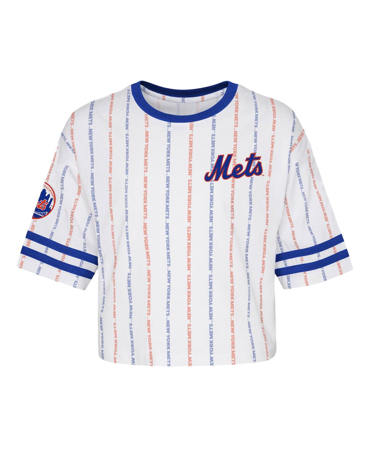 Shop Outerstuff Big Girls White New York Mets Ball Striped T-shirt