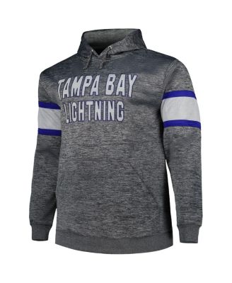 Men's Heather Charcoal Tampa Bay Lightning Big and Tall Stripe Pullover Hoodie