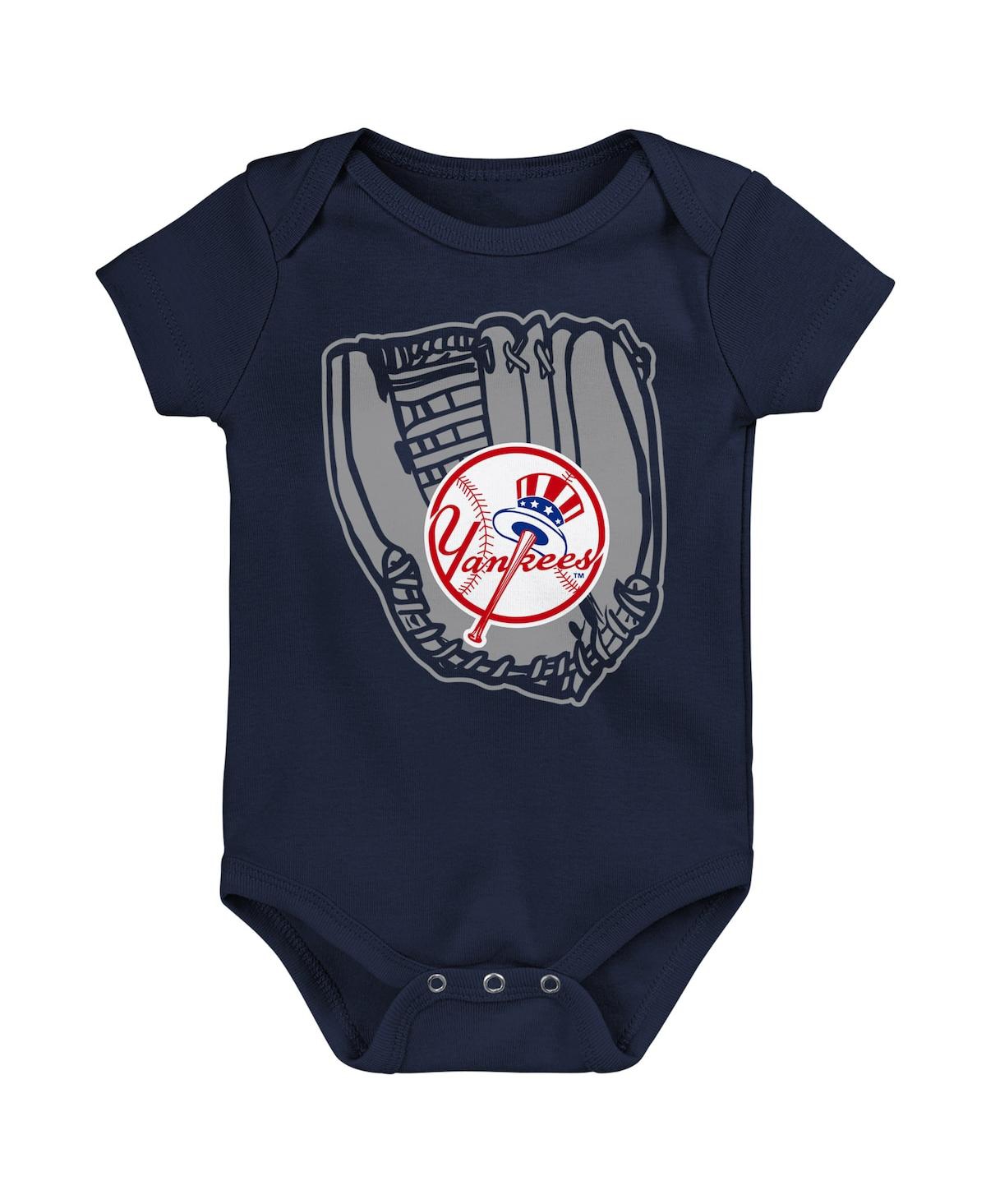 Outerstuff Newborn and Infant Boys and Girls Heather Gray, Navy, White New York Yankees Minor League Player Thr Heather Gray,Navy,White