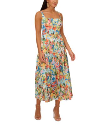 green emerald velvet dress Aidan Mattox Spread Collar Short Sleeve Front Button Floral Jacquard Midi  Fit & Flare Dress