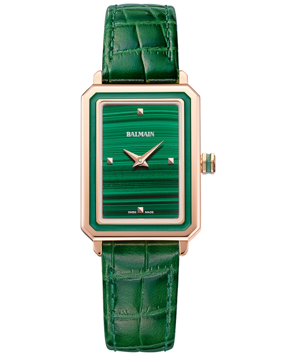Women's Swiss Eirini Green Leather Strap Watch 25x33mm - Pink/green