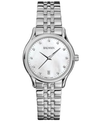 Balmain - Women's Swiss Beleganza Diamond (1/20 ct. t.w.) Stainless Steel Bracelet Watch 32mm