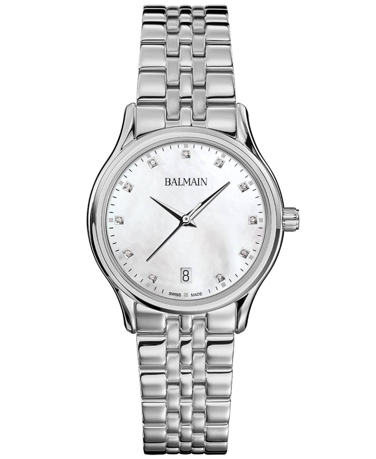 Women's Swiss Beleganza Diamond (1/20 ct. t.w.) Stainless Steel Bracelet Watch 32mm - Silver
