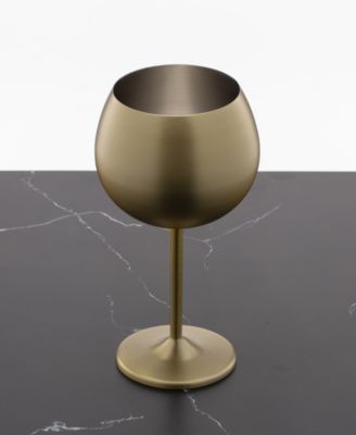 12 Oz Brushed Gold Stainless Steel Red Wine Glasses, Set of 4