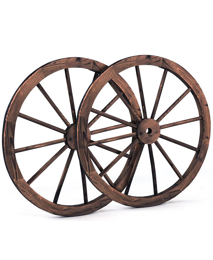 Costway Decorative Vintage Wood Garden Wagon Wheel Macy's