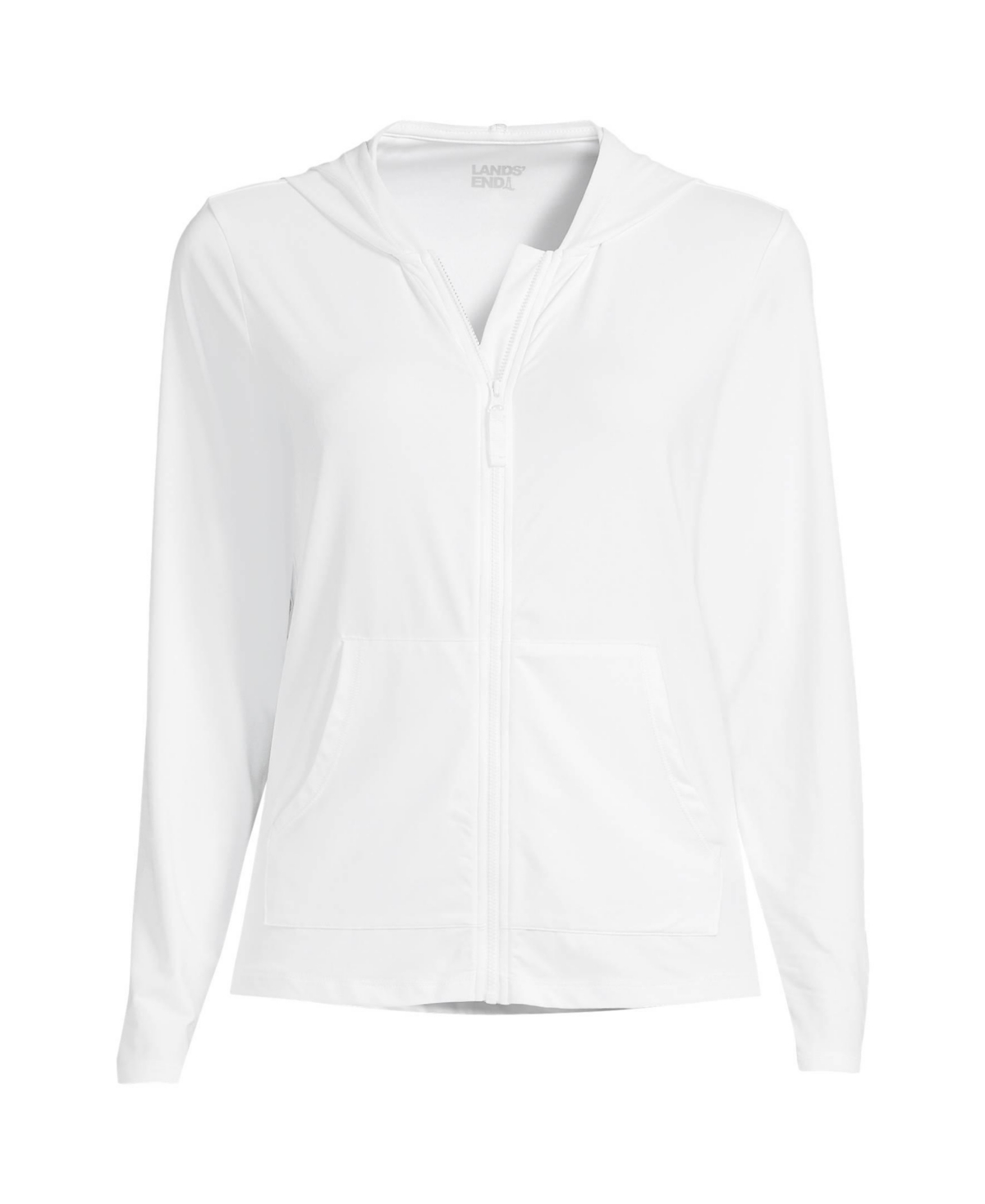 Lands' End Women's Hooded Full Zip Long Sleeve Rash Guard Upf 50 Cover-up