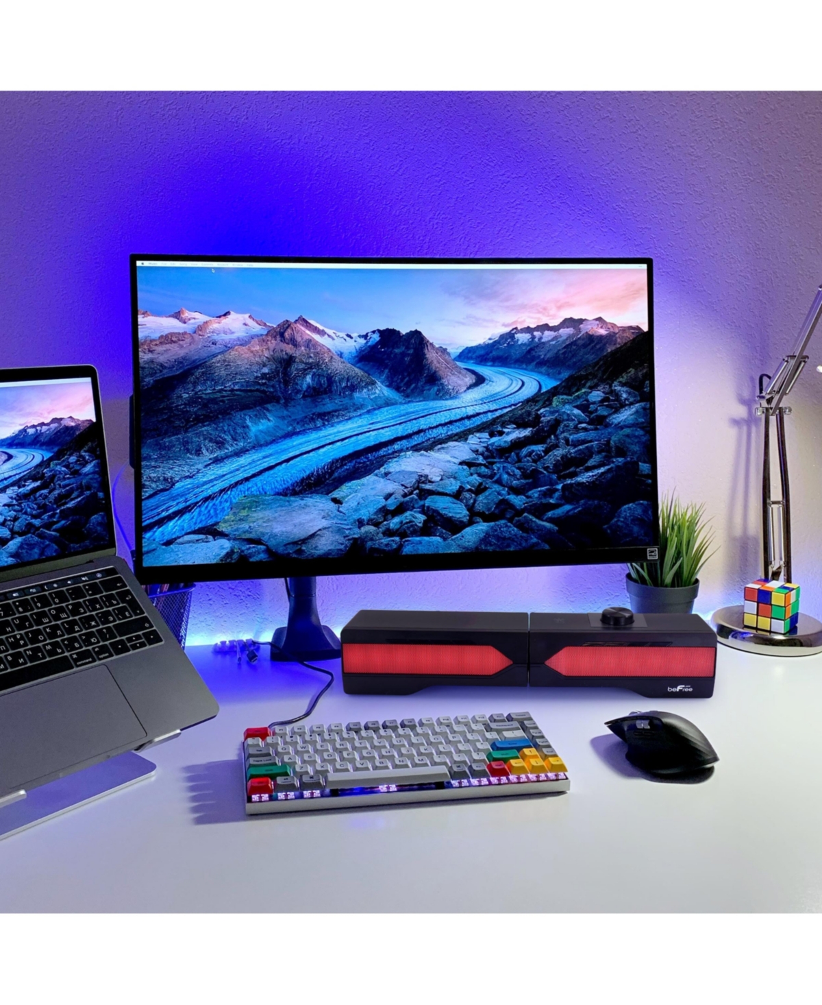beFree Sound Gaming Dual Soundbar with Rgb Led Lights
