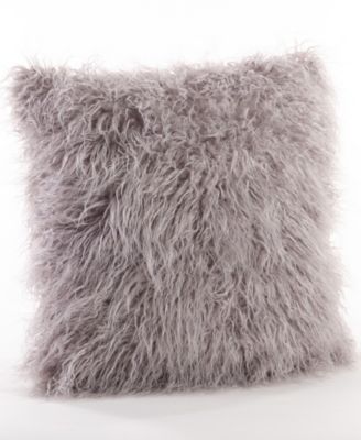 Mongolian Faux-Fur Decorative Pillow, 22" x 22"