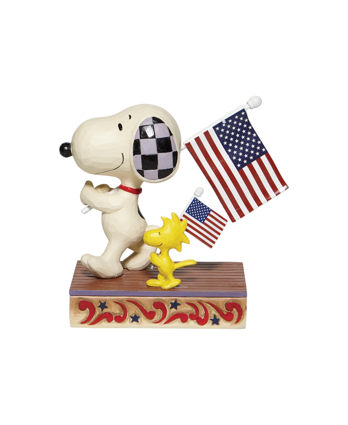Jim Shore Snoopy, Woodstock with Flags