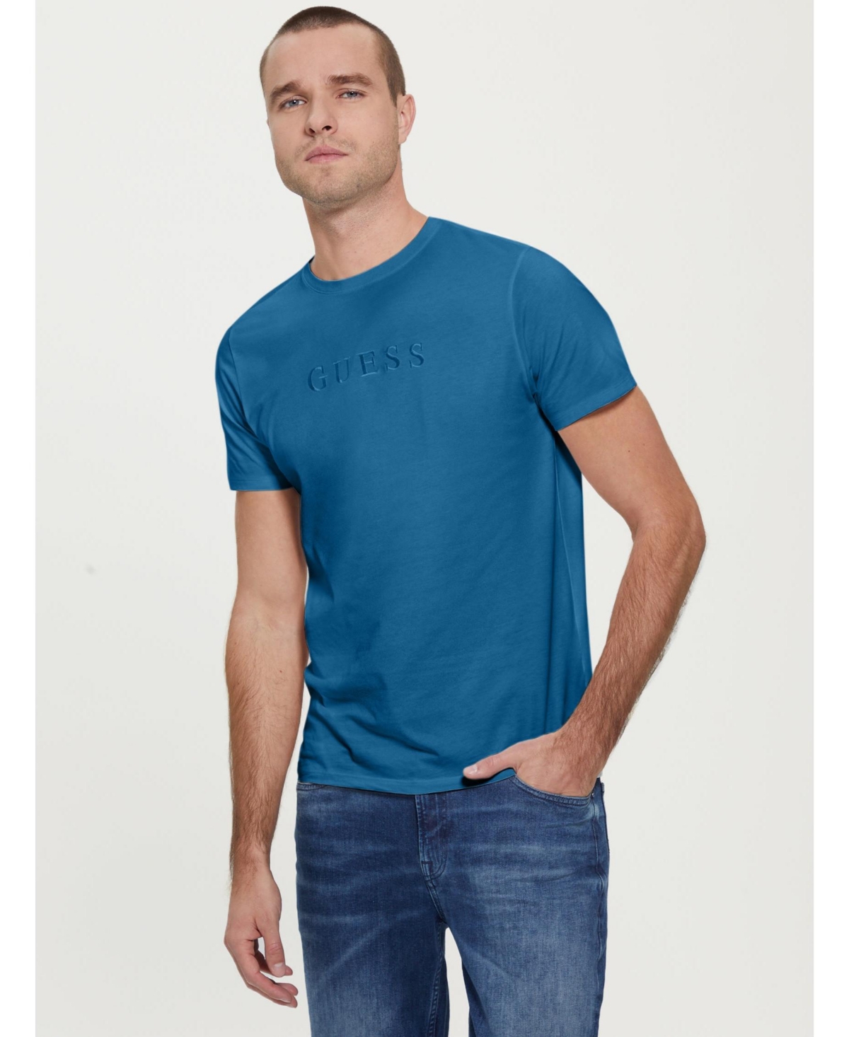 Guess Men's Embroidered Logo T-shirt In Blue