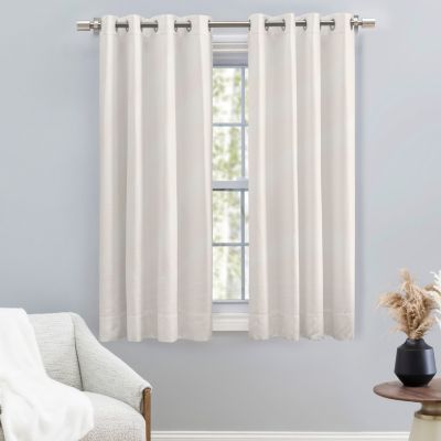 Grasscloth Lined Grommet Curtain Panel w/Wand 54"W x 45"L