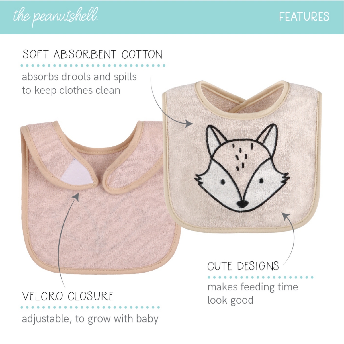 The Peanutshell Baby Girls Terry Bibs, 16 Pack for Feeding, Teething, or Drooling Foods/Neutral Theme