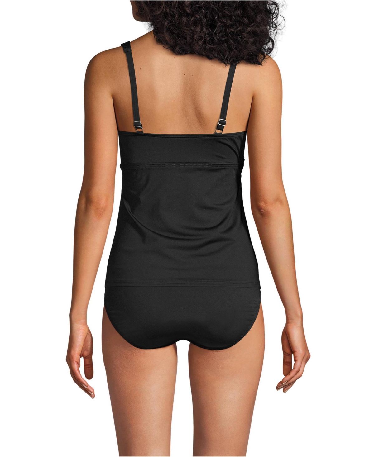 Lands' End Women's D-Cup V-Neck Wrap Underwire Tankini Swimsuit Top Adjustable Straps