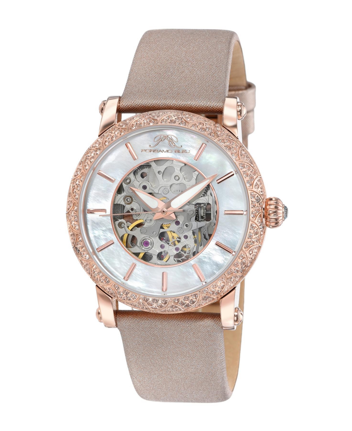 Women's Liza Automatic Satin Covered Leather Band Watch 691DLIL - Rose