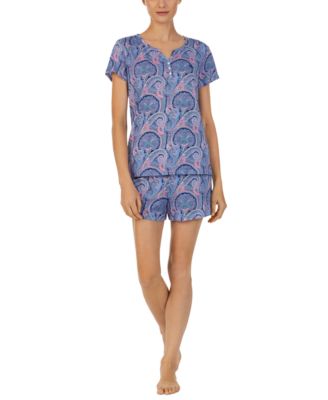 Lauren Ralph Lauren - Women's Short Sleeve Henley Neck Boxer Pajama Set