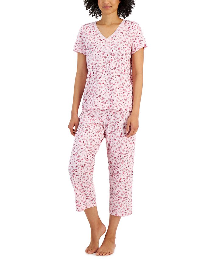 Charter Club Women's Cotton Printed Pajamas Set, Created for Macy's ...