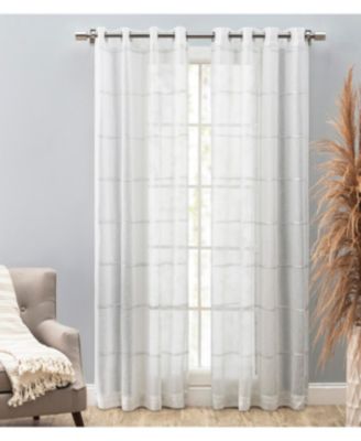 Horizon Stripe Textured Semi-Sheer Grommet Curtain Panel 55"W x 84"L