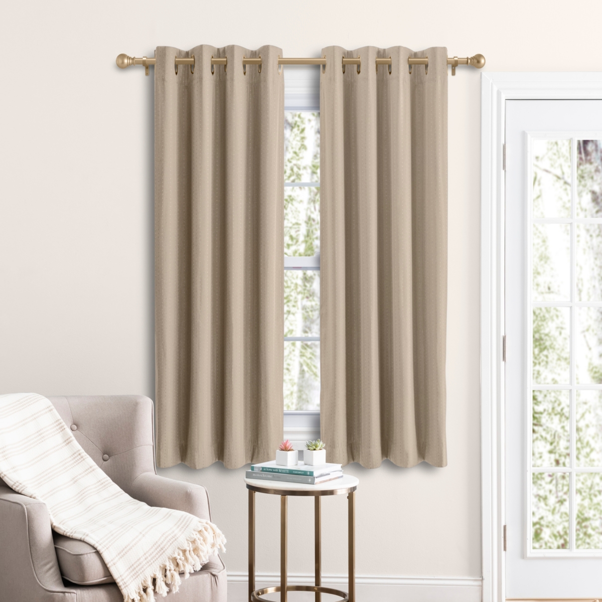 Grand Pointe Grommet Curtain Panel w/Wand 54"W x 54"L - Blue
