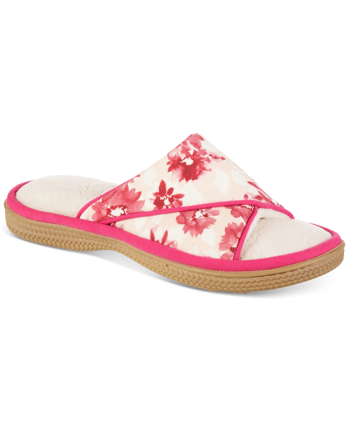 ISOTONER SIGNATURE WOMEN'S KELLY FLORAL SLIDE SLIPPERS