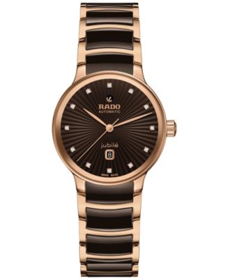 Rado Women's Swiss Automatic Centrix Diamond (1/20 ct. t.w.) Brown