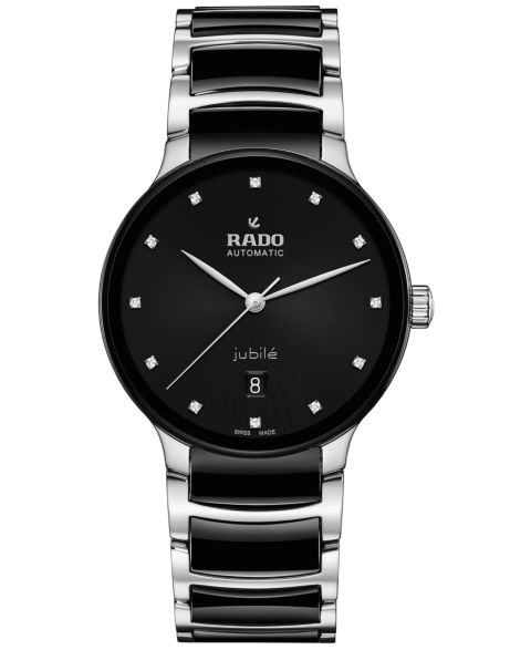 Мужские часы Rado Swiss Automatic Centrix Diamond (1/10 ct. t.w.) Black High-Tech Ceramic & Stainless Steel Bracelet Watch 40mm