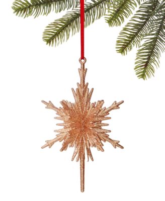 Holiday Lane - Shimmer and Light Rose Gold-Tone Glitter Snowflake Ornament
