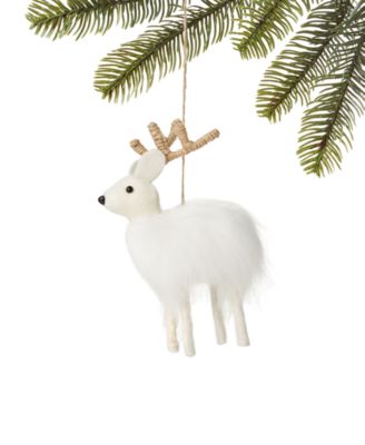Holiday Lane - Shimmer and Light White Faux-Fur Deer