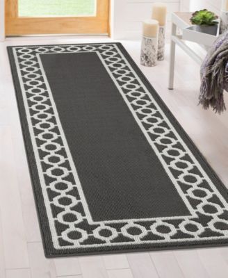 Jean Pierre New York Jean Pierre Christine Trellis Border Tufted Runner Rugs In Blue