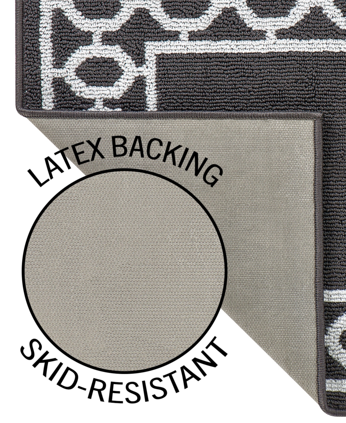 Jean Pierre Christine Trellis Border Tufted Runner Rug, - Dark Gray and White