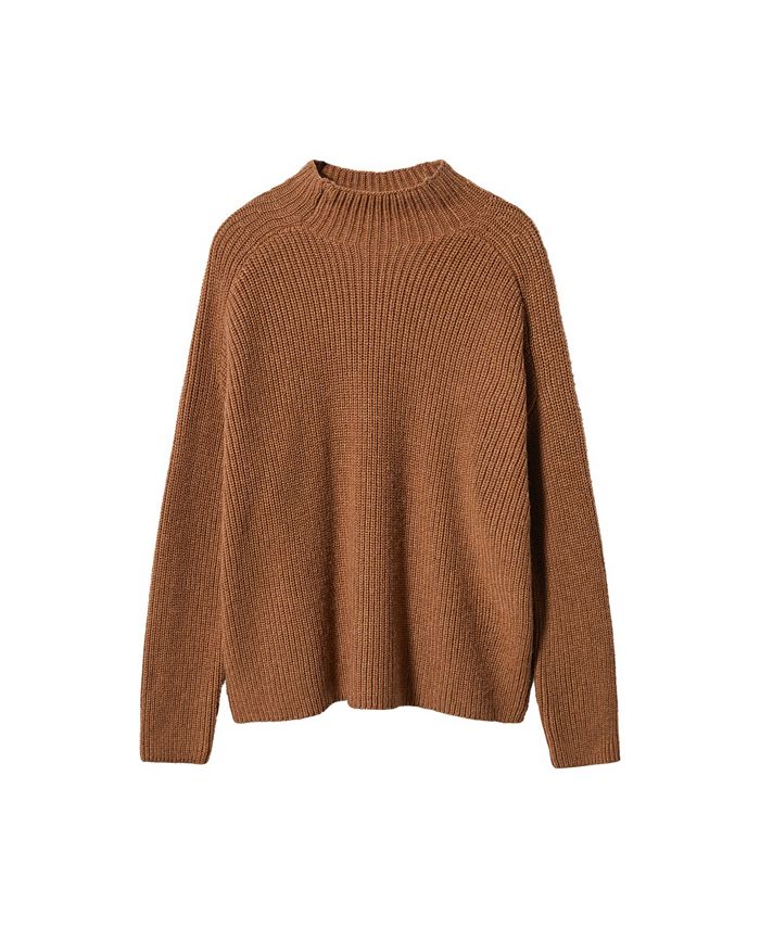 MANGO Women's High Collar Ribbed Knit Sweater Macy's