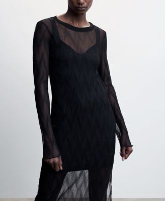 mango sheer dress MANGO Women's Sheer Fabric Dress