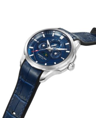 Men's Multifunction Dress Sport Blue Genuine Leather Watch 42mm