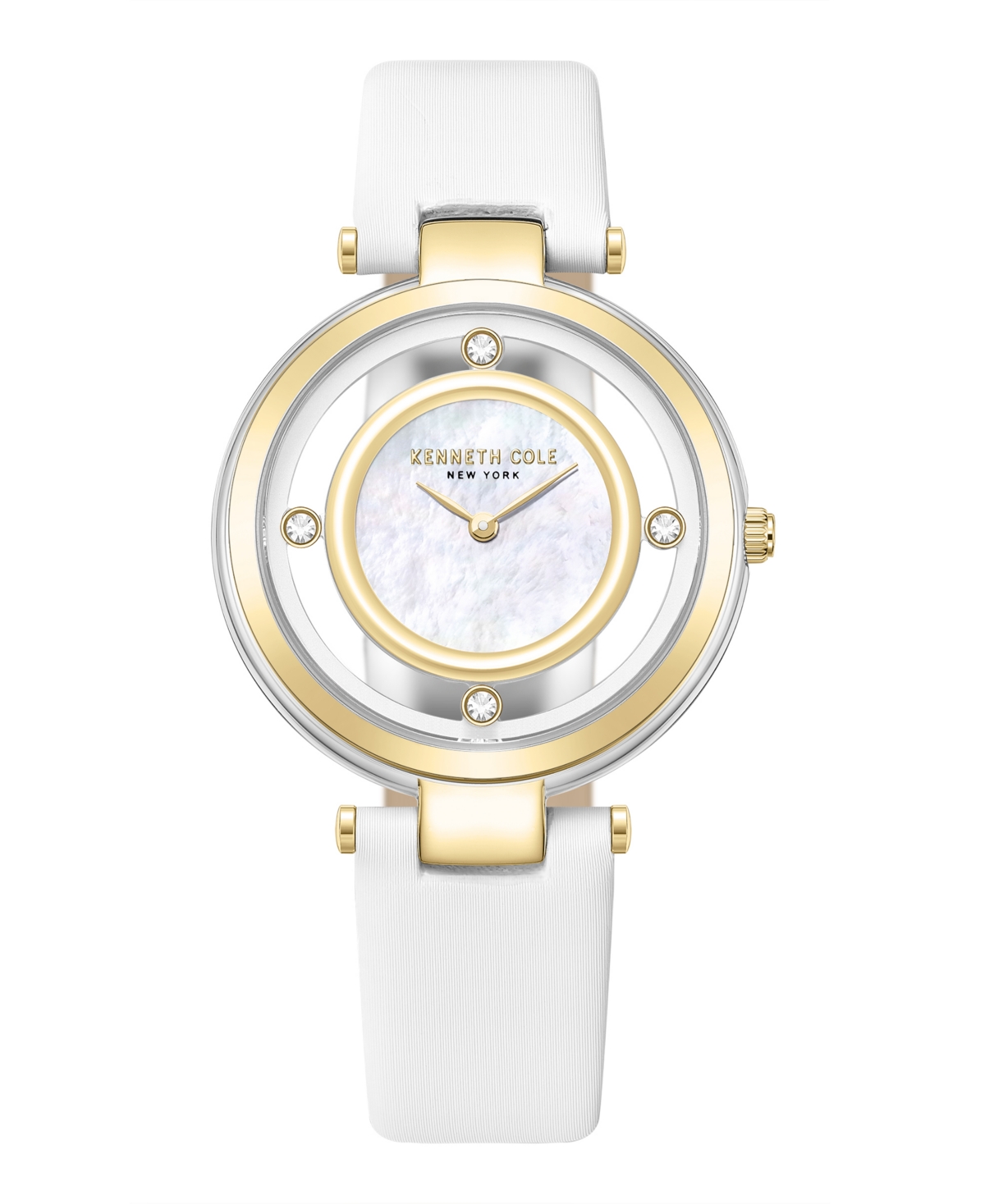 Kenneth Cole New York Women's Quartz Transparency White Genuine Leather Watch 34mm