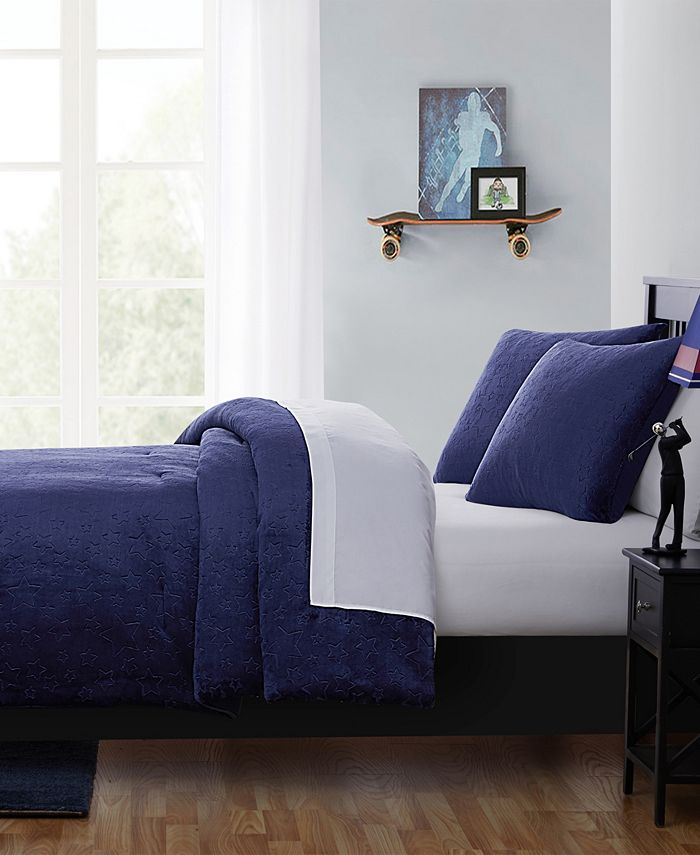 Olivia & Finn Plush Embossed Stars 3Piece Comforter Set, Full Macy's