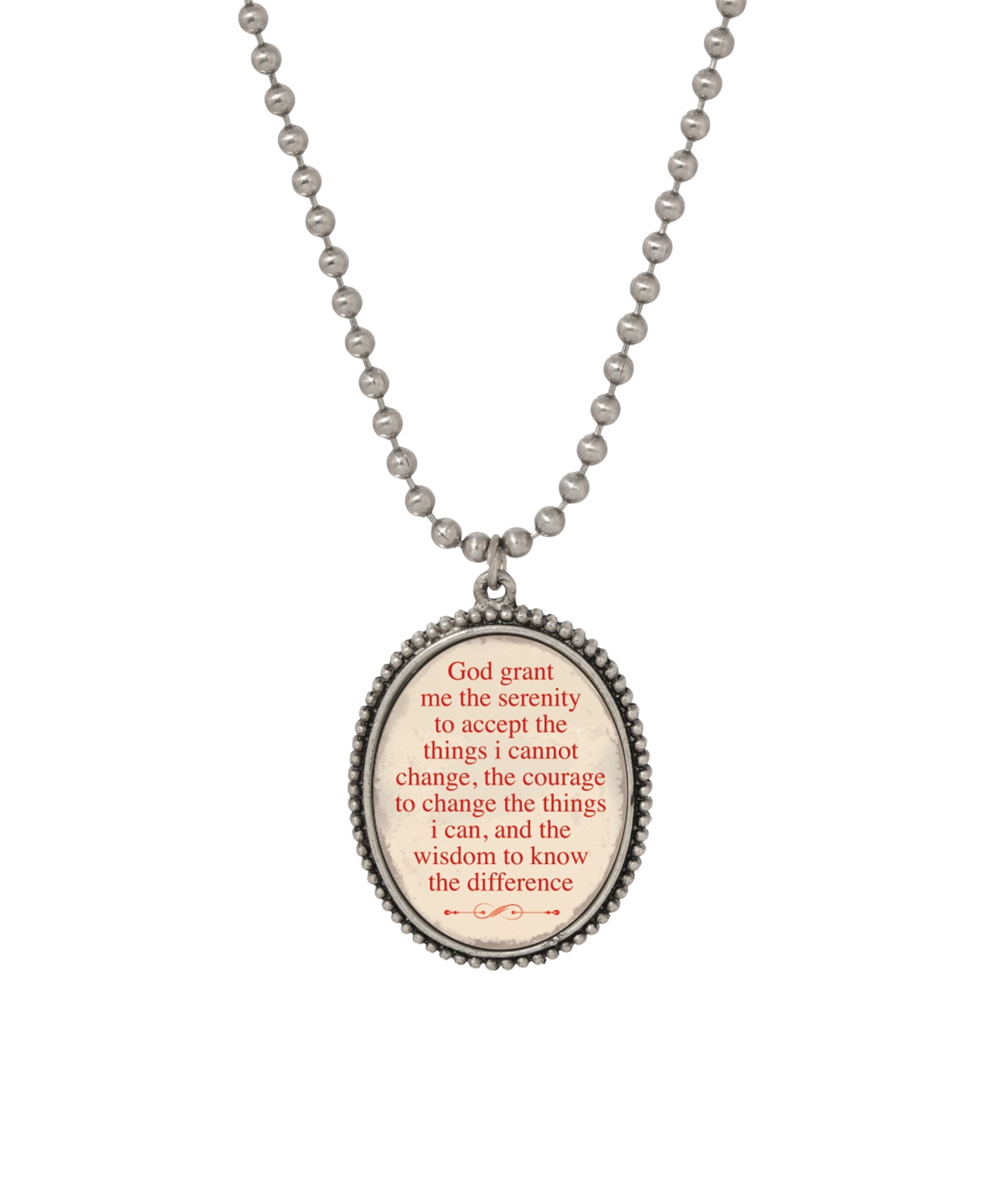 2028 Symbols Of Faith God Grant Me The Serenity Oval Pendant Necklace In Gray