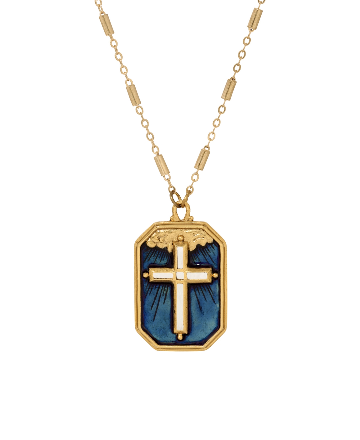 2028 Symbols Of Faith Enamel Blue Cross Necklace