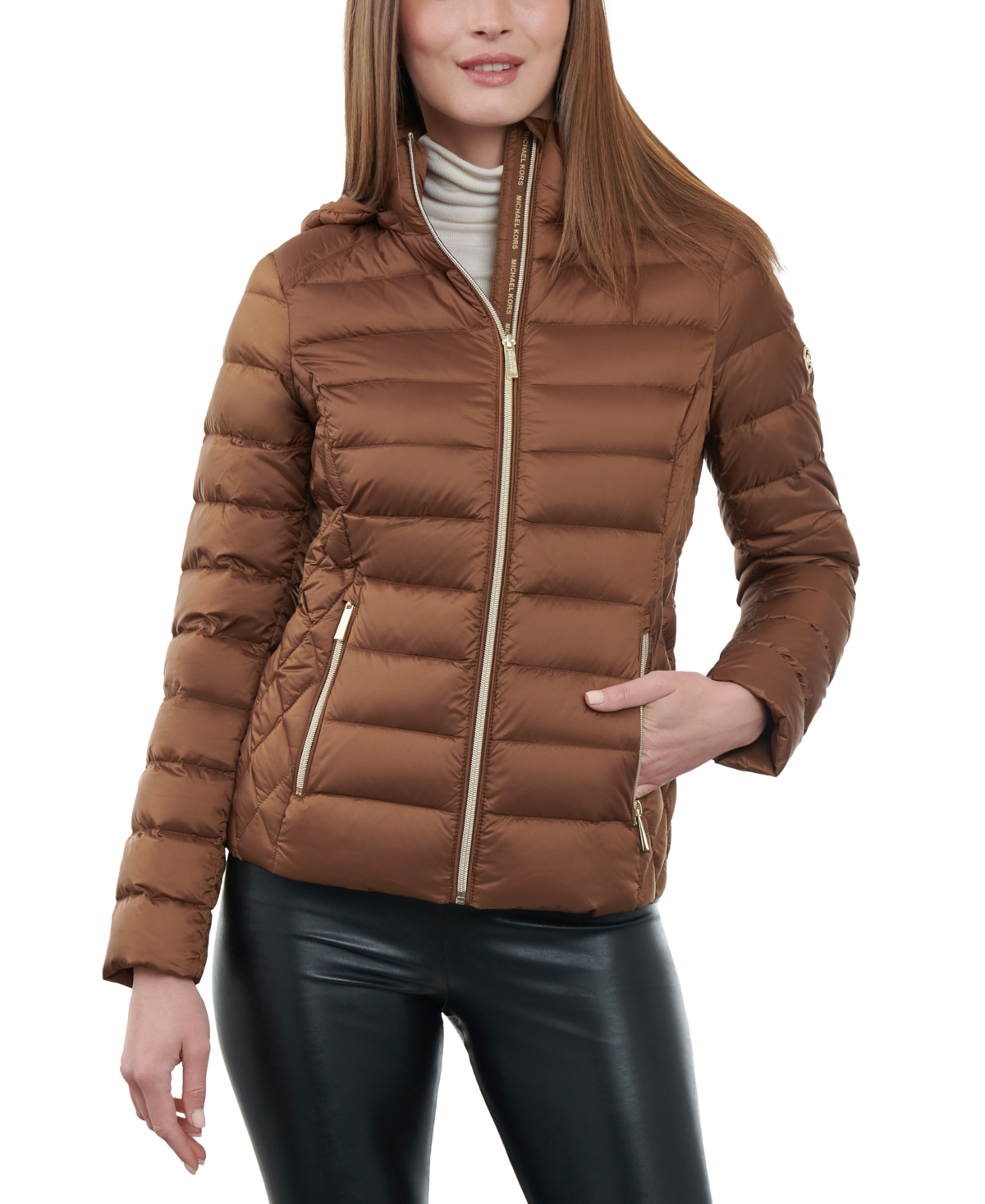 Michael michael kors hooded packable down puffer coat best sale