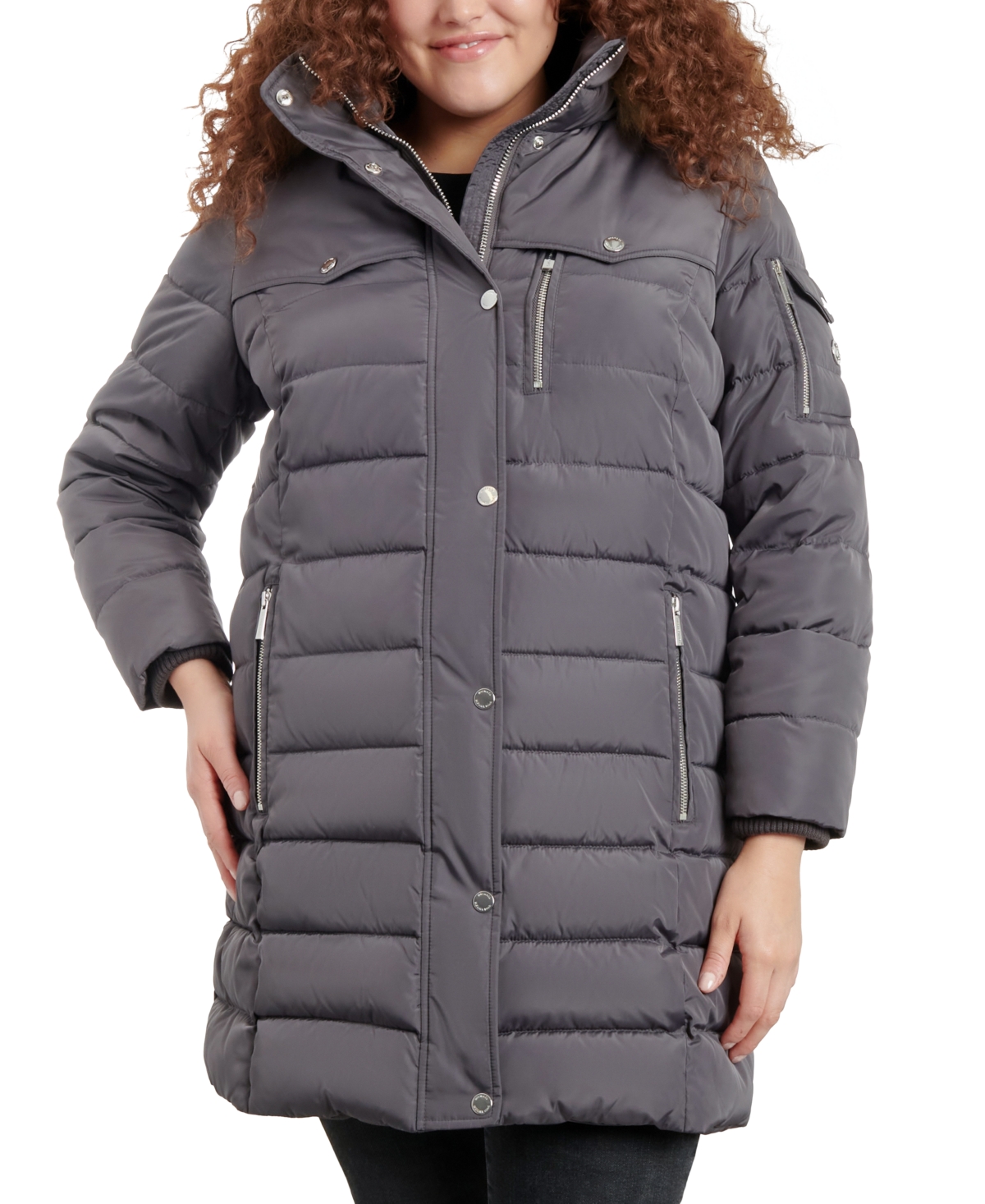 Michael Kors Michael  Women's Plus Size Faux-fur-trim Hooded Puffer Coat, Created For Macy's In Malachite