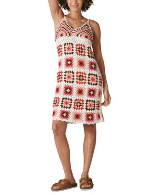 Lucky Brand - Women's Cotton Crochet-Square Dress