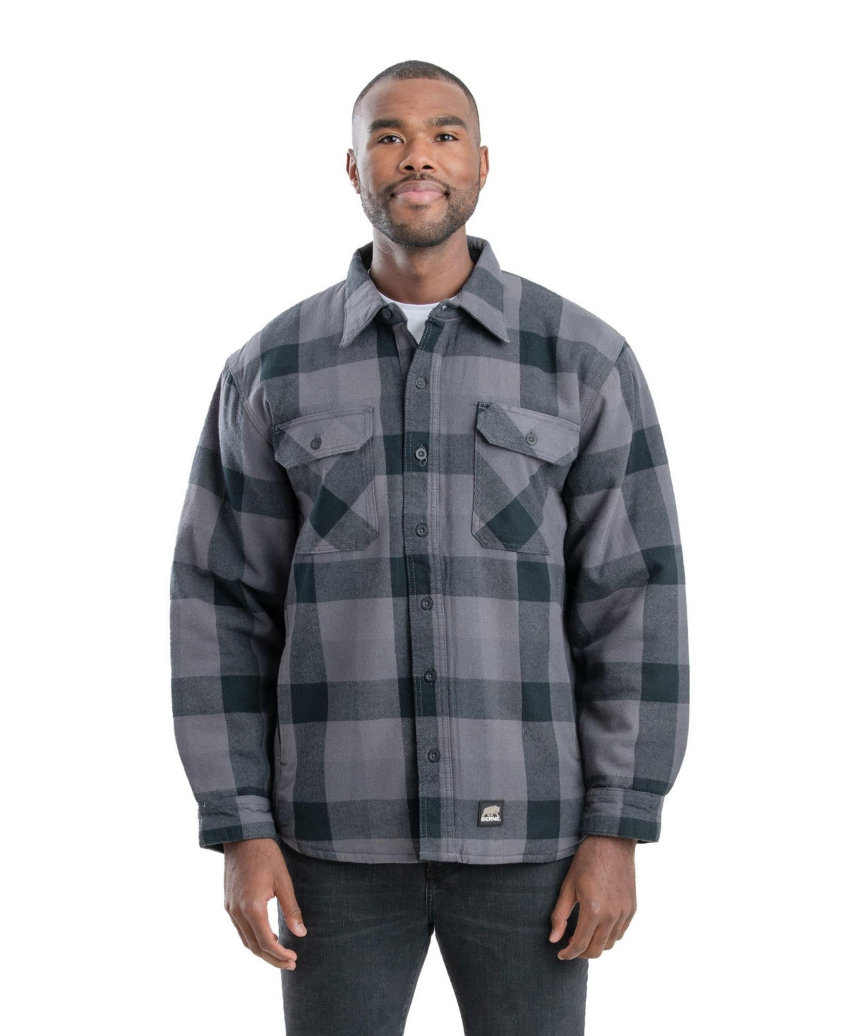 Big & Tall Heartland Flannel Shirt Jacket - Plaid slate