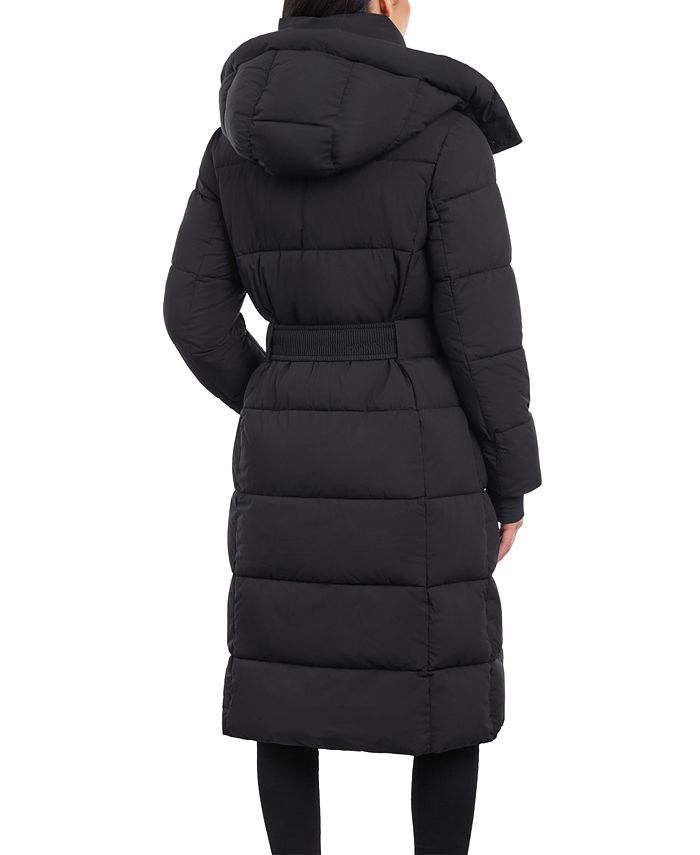 BCBGeneration Women's Belted Hooded Puffer Coat - Macy's