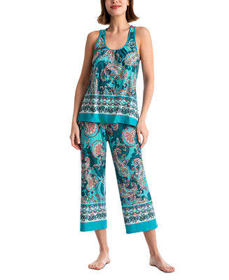 Linea Donatella Women's 2-Pc. Patrice Border Cropped Pajamas Set - Macy's